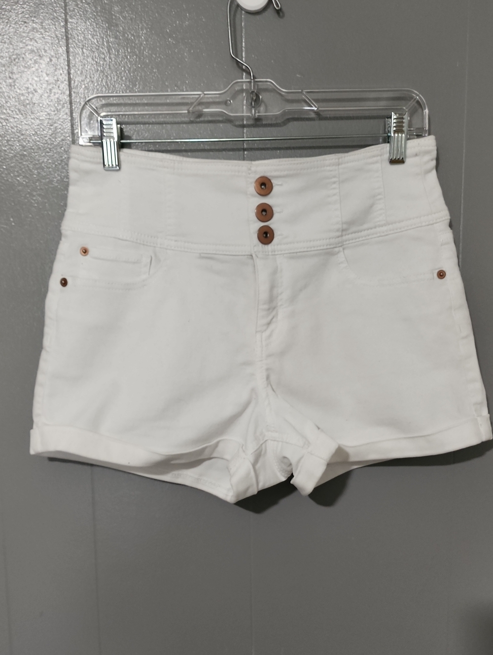 NOBO High-Waist White Shorts with Button Front